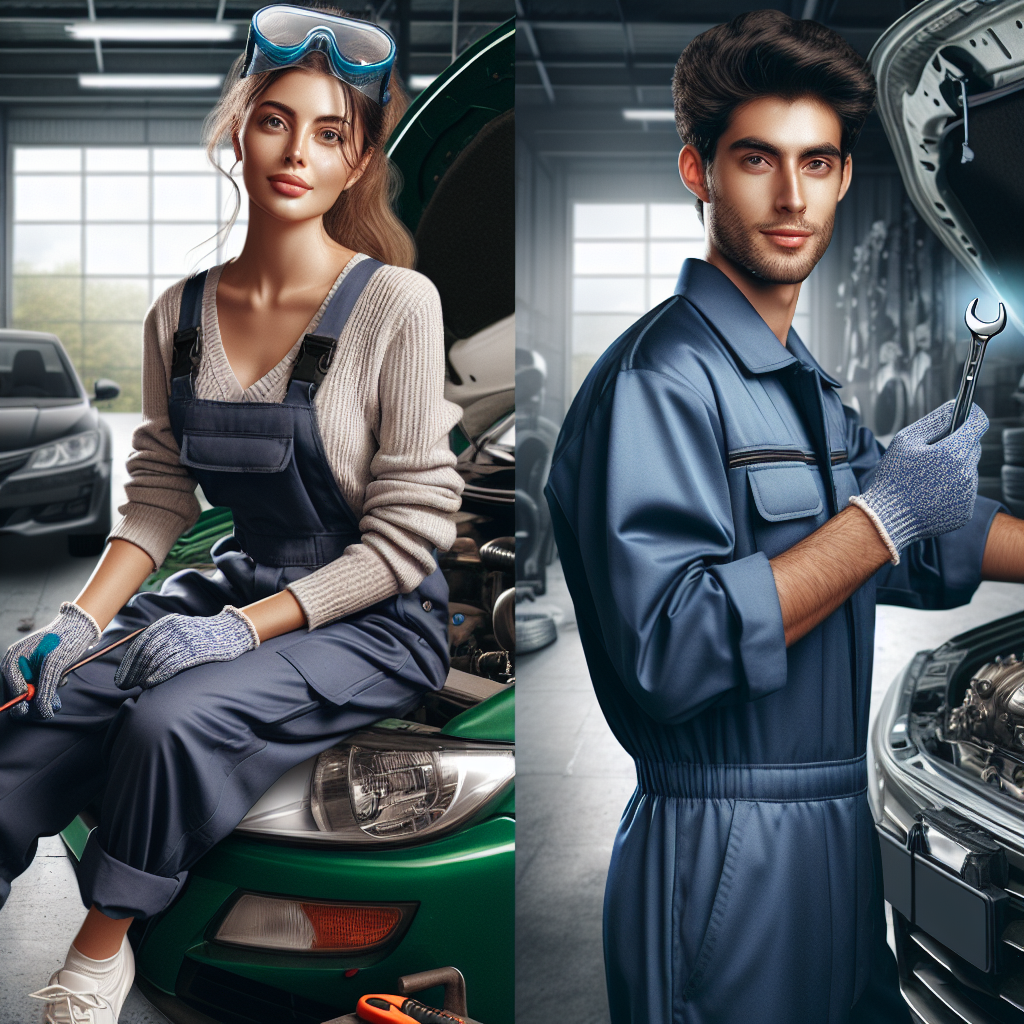 Realistic stock image of mechanic repairing car.